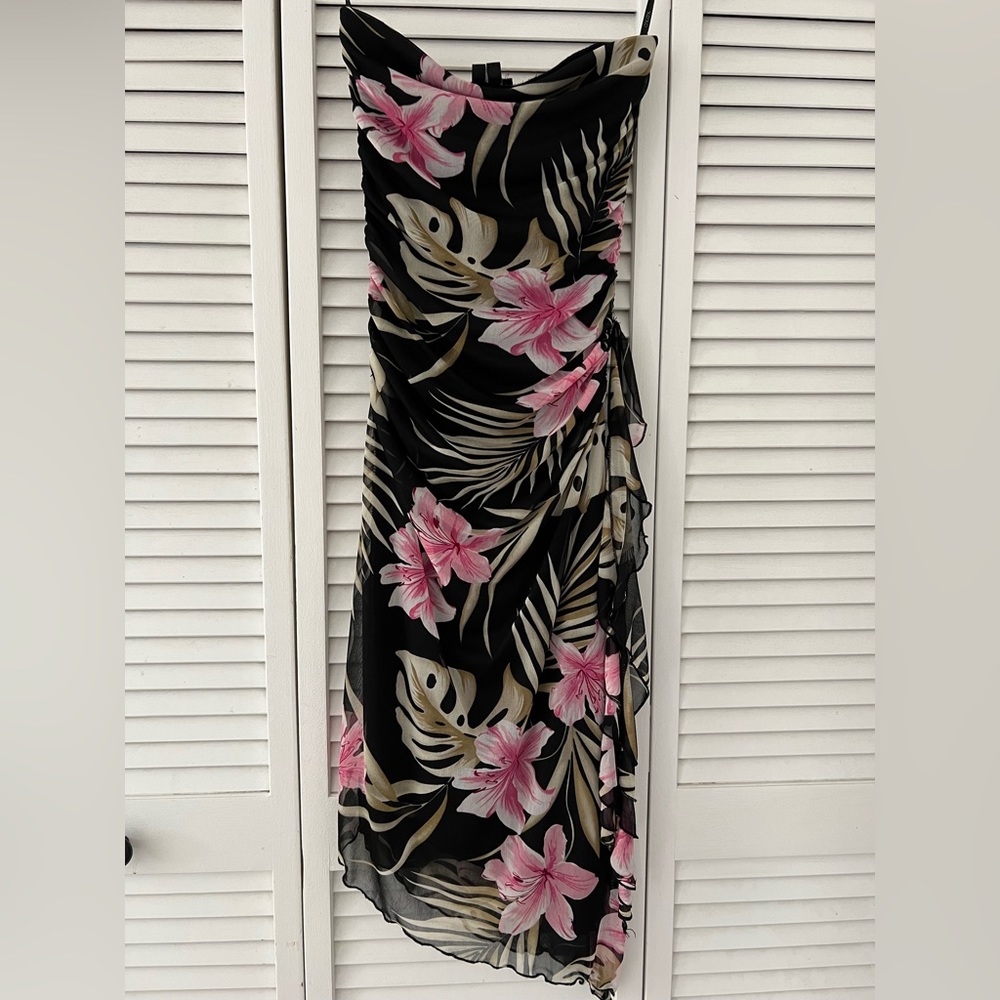 Floral Print Strapless Dress